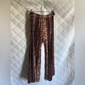 100% Rayon flower print wide leg pants